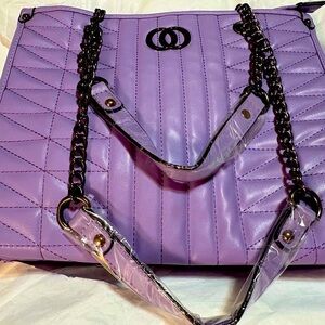 2 pc. Vegan Lavender Quilted Women's 2 pc Bag & Wallet Set w/crossbody strap